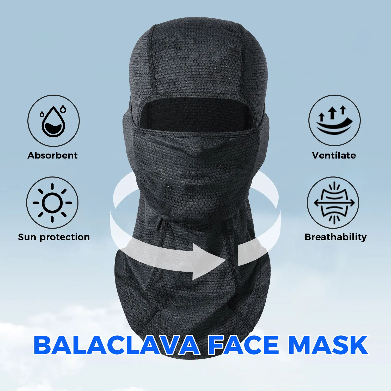 Motorcycle Full Face Mask Breathable Cooling Balaclava Face Cover for Motorbike Riding Motorcross Helmet Liner Rider Headgear