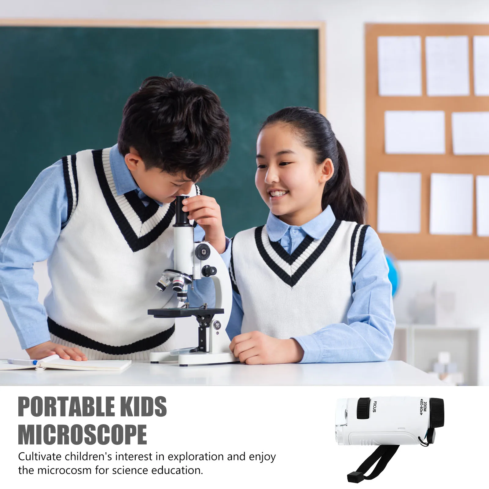 1Set Portable Kids Microscope for Children Educational Early Learning Science Micro Exploration Outdoor Beginner Microscope