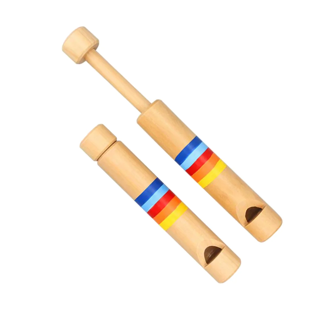 

2 Pcs Kids Music Instrument Whistle Toy Educational Musical Children Pull Wood Flute Whistles