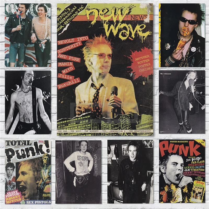 Póster de la banda Punk Rock británica The Sex Pistols, impresiones de estilo de revista Vintage, pintura en lienzo, imágenes artísticas de pared, decoración de la habitación del hogar