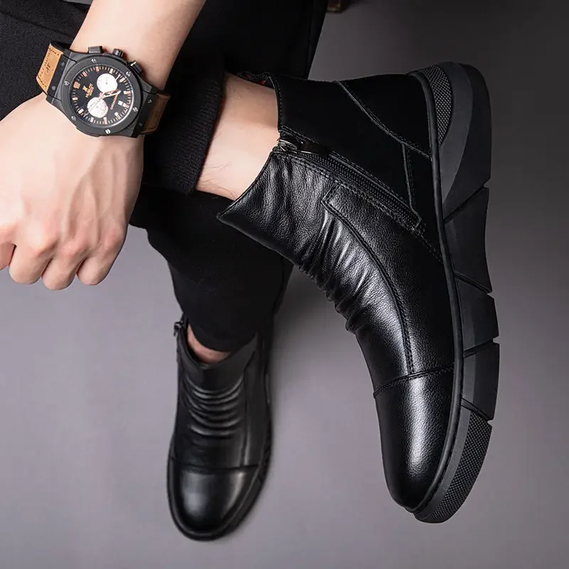 Trendy 2025 Men\'s Boots Winter Warm Male Shoes With Fur Size 44 Original Deals High Quality Low Price New Cheap Fashion Offers