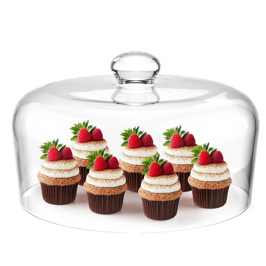 

Inch Glass Cake Dome Cover, Upgraded Thickened Clear Cake Cover Lid for Cake Stand, Round Cloche Glass Dome for Dessert Plates D