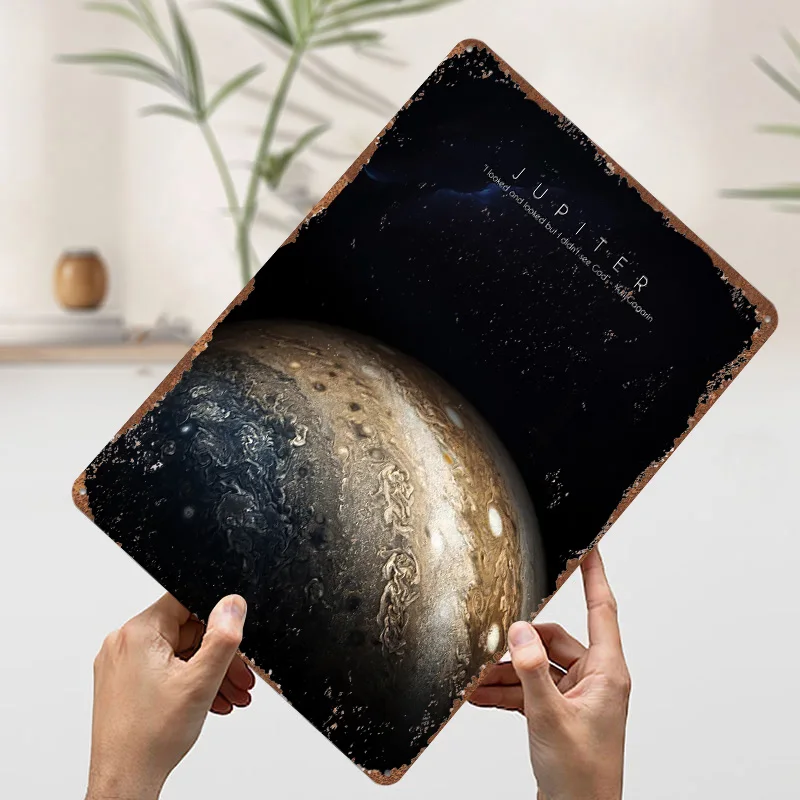 كوكب المشتري المعادن المشارك القصدير علامات مكتب ديكور علامة معدنية مخصصة ل جدار الفن الديكور الملصقات على ديكورات الحائط غرفة الرجعية