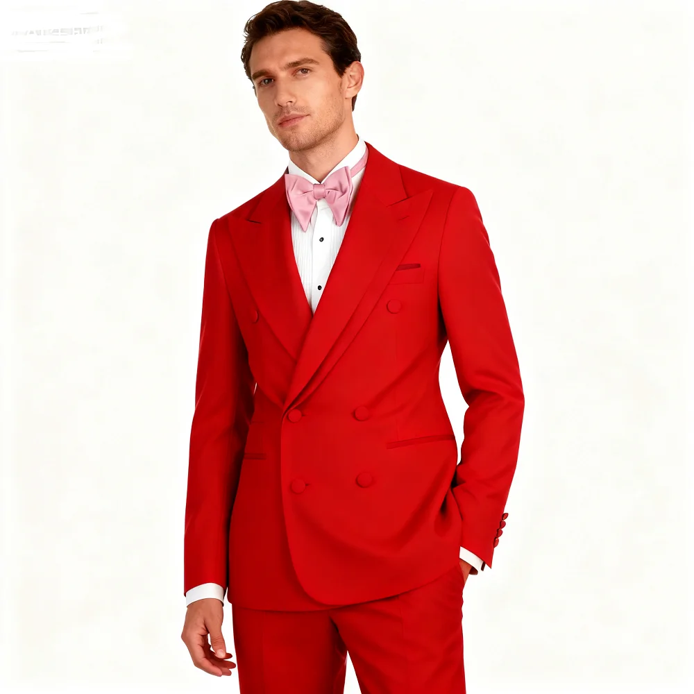 Pink 2-Piece Men's Tuxedo with Spacious Lapel for Wedding Banquet Party Formal Men's Clothing Custom-Made Di