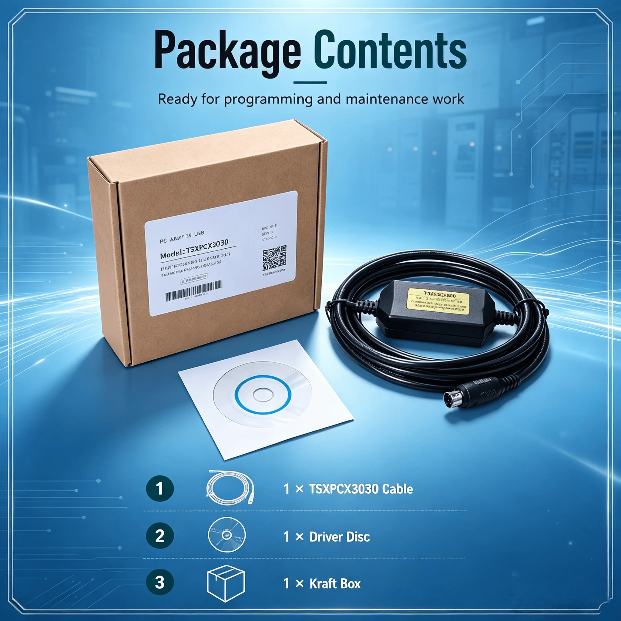 TSXPCX3030 USB PLC Programming Cable for Schneider Twido NEZA Series, 8-Pin 5V Download Communication Adapter, 3M