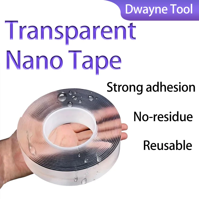 

Nano Double-Sided Tape: High Adhesion, Transparent, Traceless, Super Waterproof, Strong Hold for Glass, Walls & More, Magic Adhe