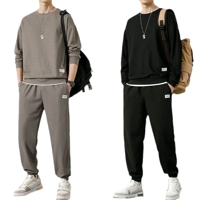 Sport Casual Suit Men's Matching Set Walf Check Sweatshirt Pants Multicolor Affordable Stylish 2-Piece Set Wholesale