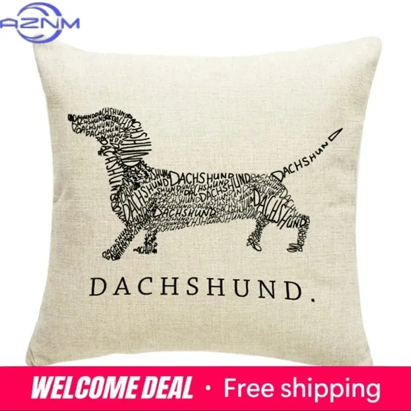 Cartoon Unique Cute Small Dog Pillowcase Animal Decorative Cushion Cover Sausage Dog Pillow Cover Suitable for Car Sofa Home 1PC