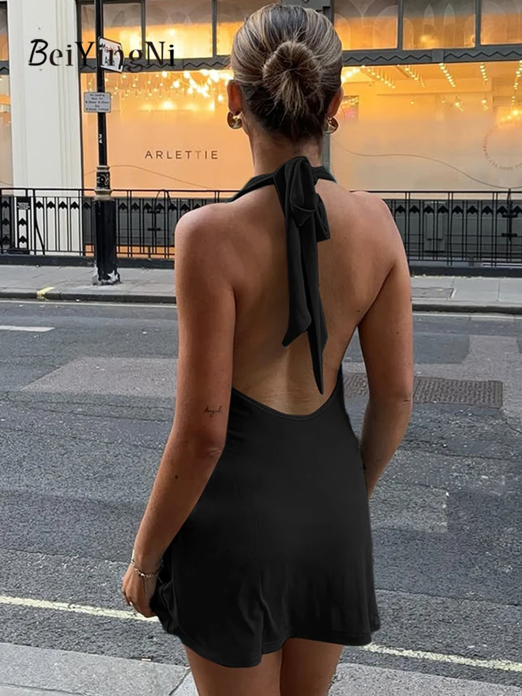 Beiyingni ใหม่แฟชั่นชุดผู้ใหญ่สำหรับผู้หญิงลูกปัดแขนกุดแพ็คสะโพกมินิบอดี้คอนชุดผู้หญิงเสื้อคลุมลำลองแบบไม่มีหลัง