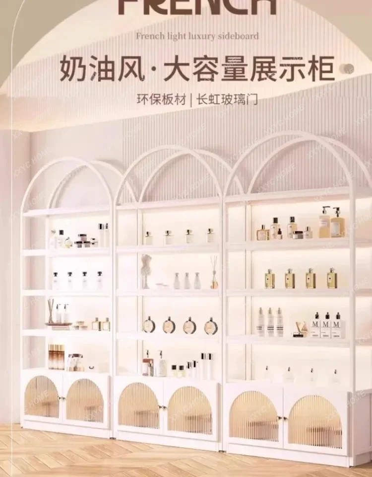 A Cosmetics Display Cabinet Beauty Salon Nail Art Display Cabinet Sample Multi-layer Glass Shelf