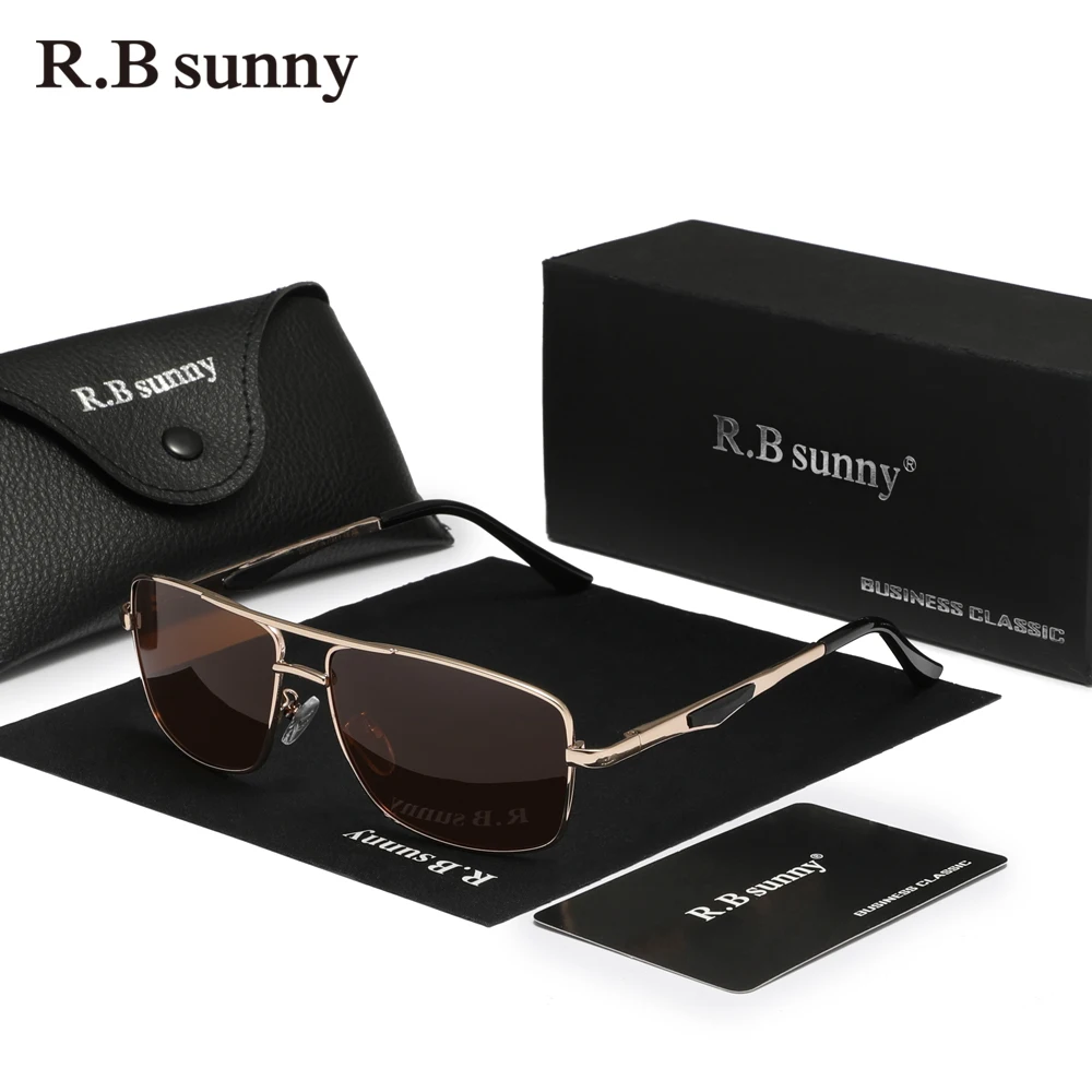 

RBsunny Classical Polarized Sunglasses Men's Pilot Rectangle Driving Glasses Anti-UV400 Lens Sports Fishing Women Eyewear