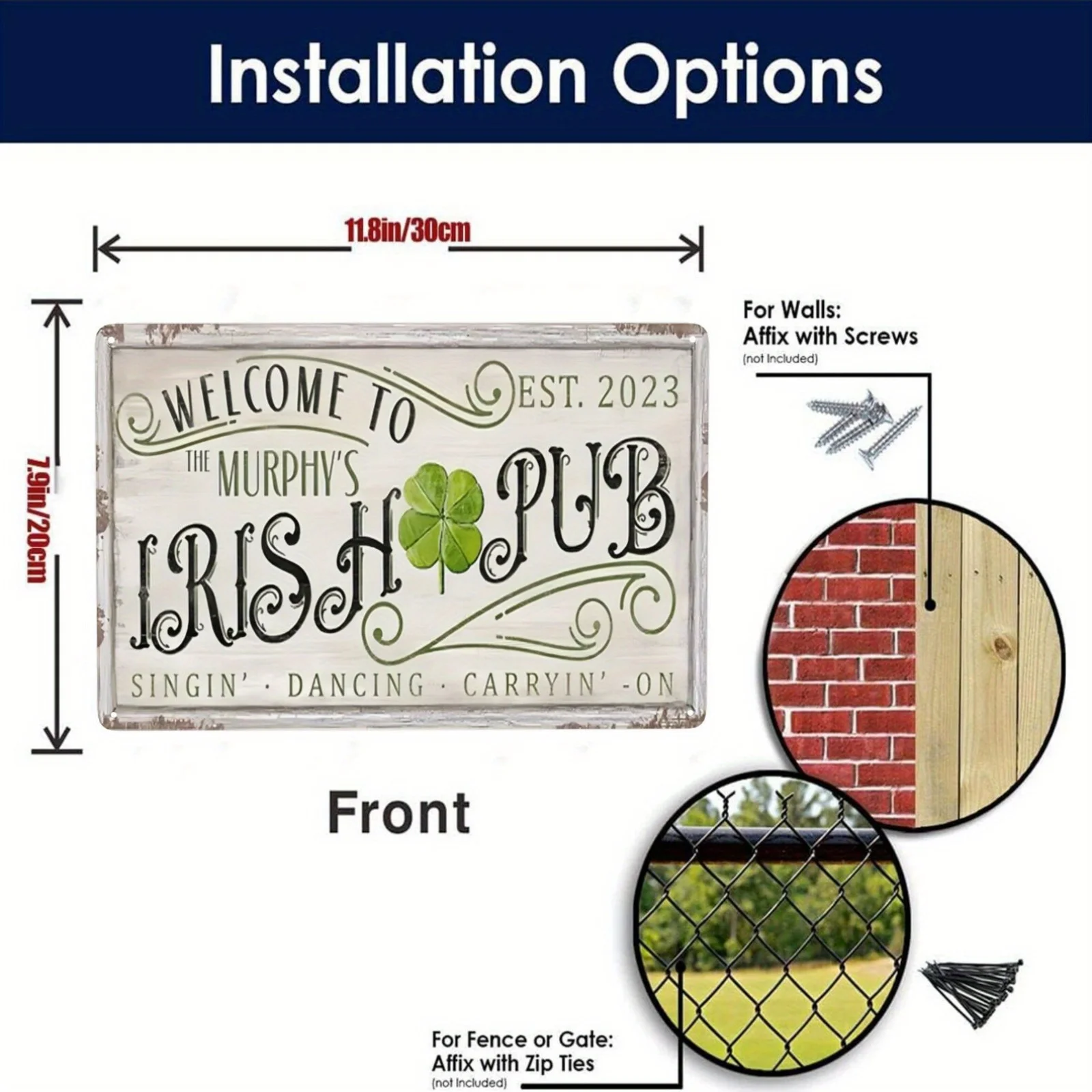 Vintage Rustic Irish Pub Metal Sign - , 