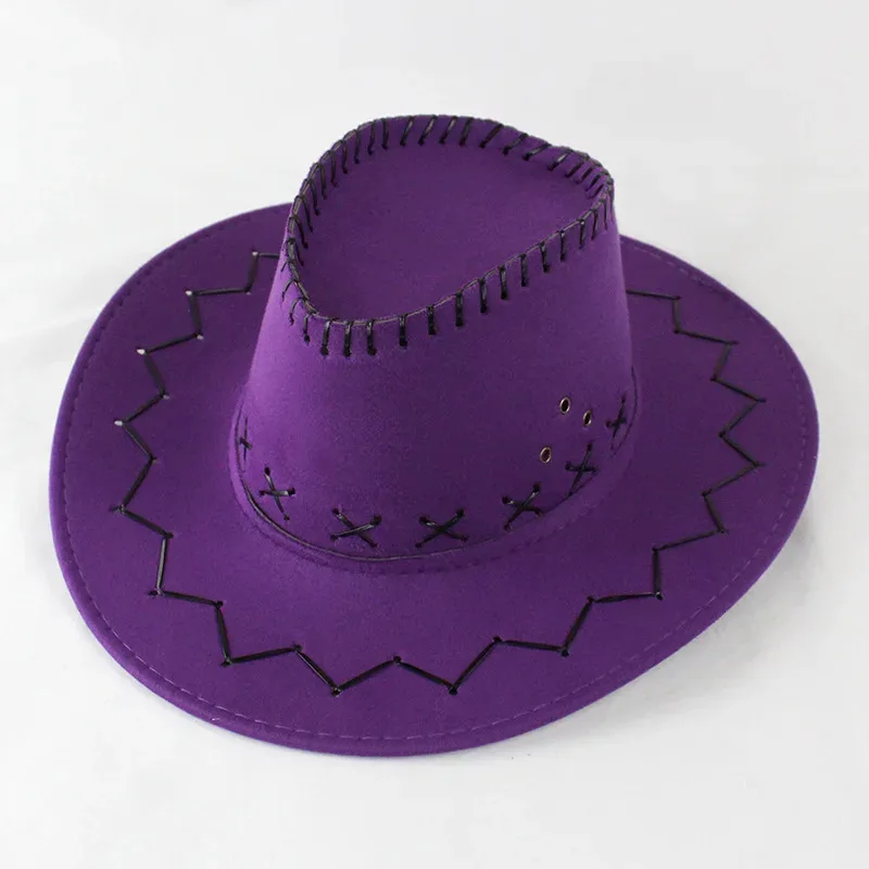 CyAnime Nico Robin Cappello Cosplay Cappello da cowboy occidentale Berretto viola/bianco Accessori per costumi di carnevale di Halloween