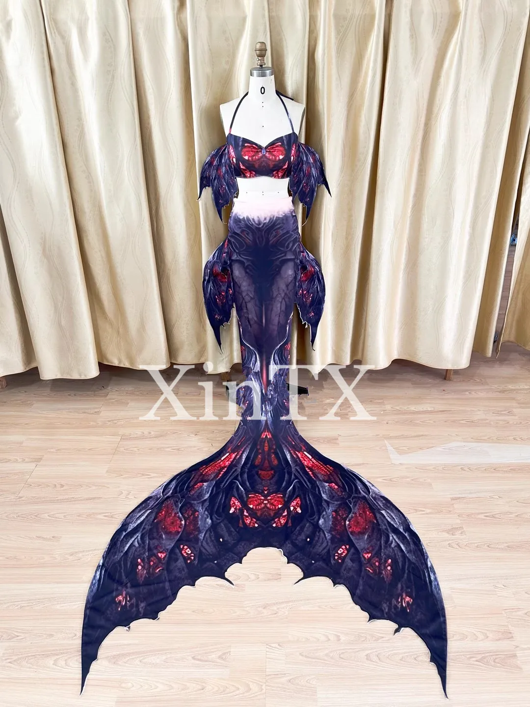 

NEW Release Dark Style Mermaid Tail Swimmable Tail No Monofin For Free Diving Model Photoshooting Suit