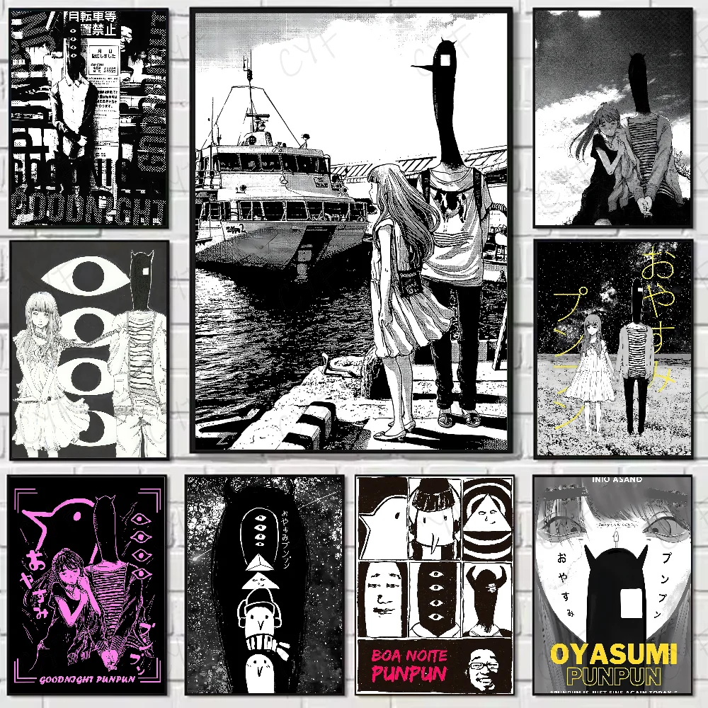 Anime G-Goodnight Punpun Poster Waterproof Wall Art High Quality Print Movie Posters For Living Bedroom Retro Room Decor Gift