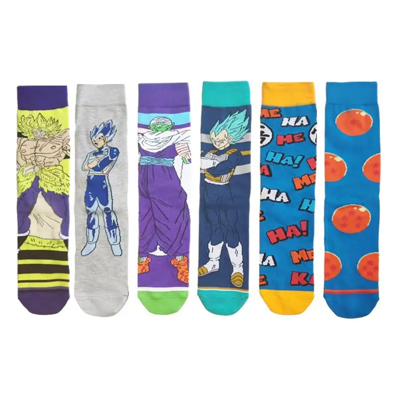 Dragon Ball Figure Printed New Personality Funny Socks Men Unisex Comfortable Hip Hop Cartoon Women Fashion Socks Kids Gift