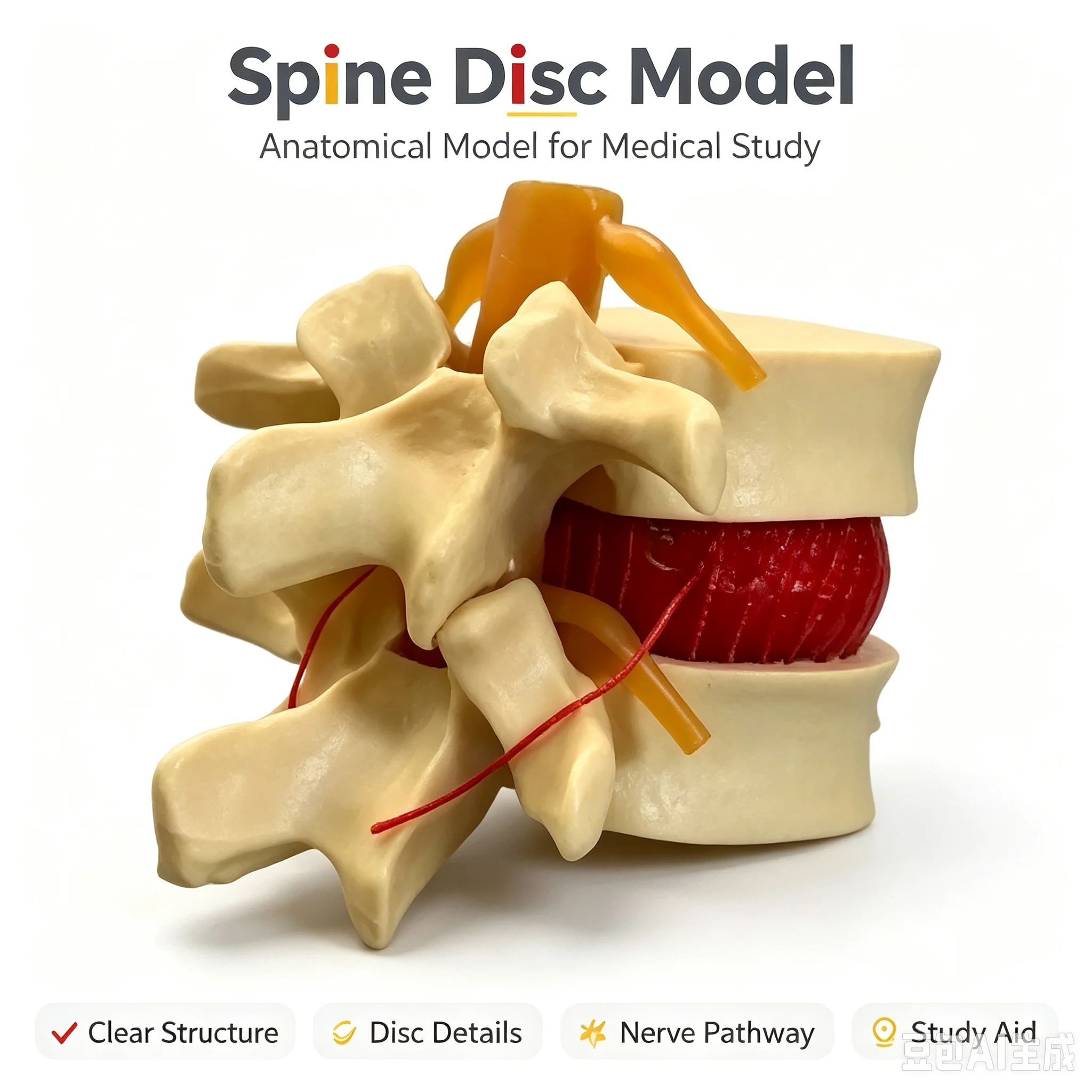 Spine Model, Vertebral Bone Lumbar Disc Mold, Vertebral Body Model, Protrusion Compression Pathology Bone Teaching Aids