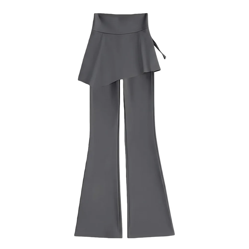 

Stretch Fabric Flared Skirt Pants Slimming Design Drawstring Waist Yoga Leggings Tummy Control Anti-Light High Waist Leggings