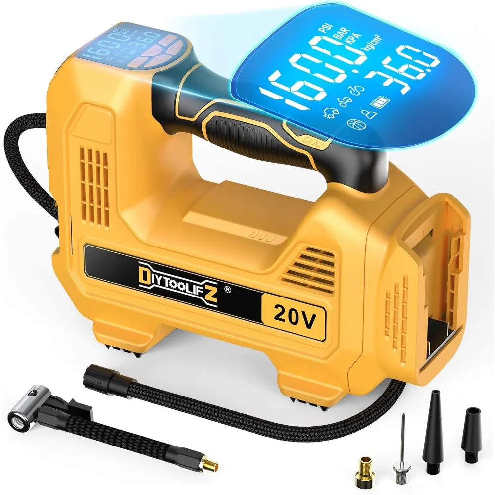 

160PSI Cordless Tire Inflator Compatible with Dewalt 20V Air Compressor, Portable Air Pump Automatic Shut Off, LED Light