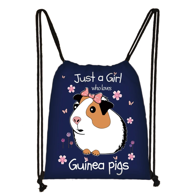 Cute Pet Guinea Pig Hamster Backpack Women Just a Girl Guinea Pigs Drawstring Bags Casual Storage Bag Shoes Holder Bookbags Gift