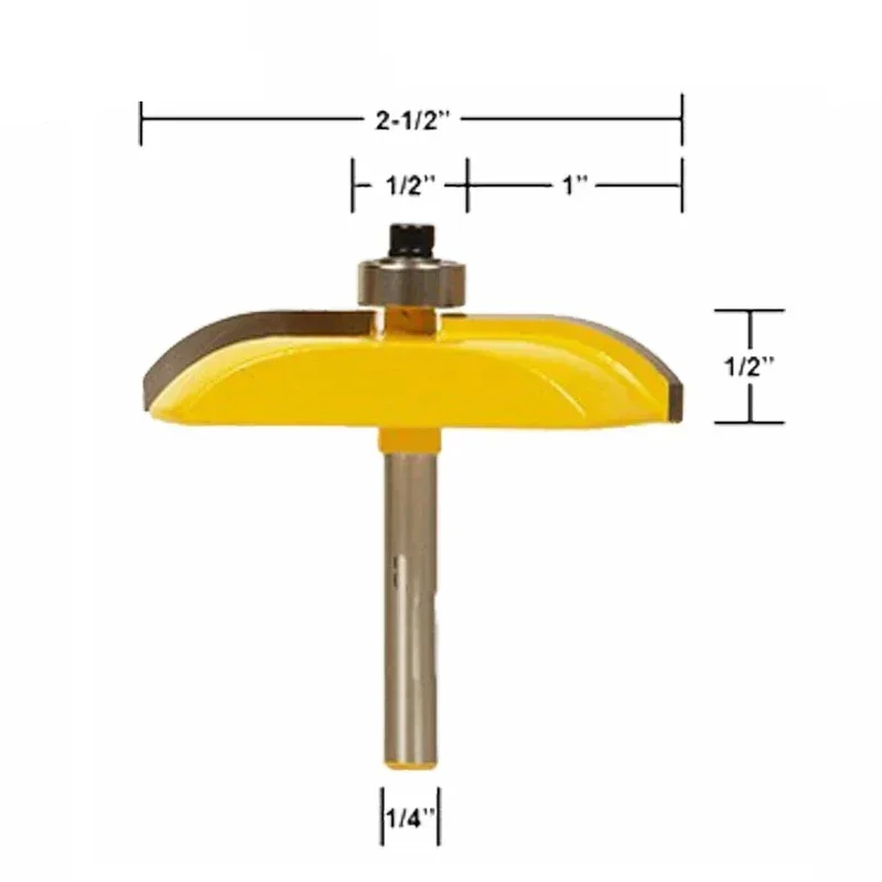 1pc 1/4" Shank Raised Panel Router Bit Door Cove 2-1/2" Diameter Woodworking Cutter Tenon Knife for Wood Tools