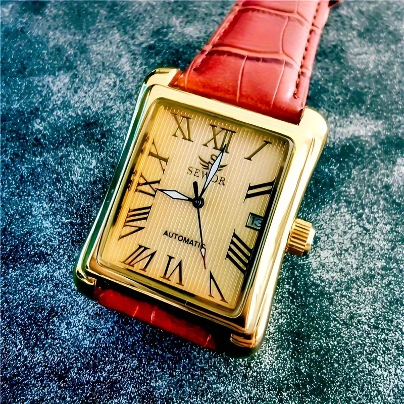 

Новые высококачественные квадратные часы для мужчин, механические часы с полым дизайном, модные, повседневные, деловые, стильные, часы нишевого бренда, идеально подходят для подарка, не требуют батареек