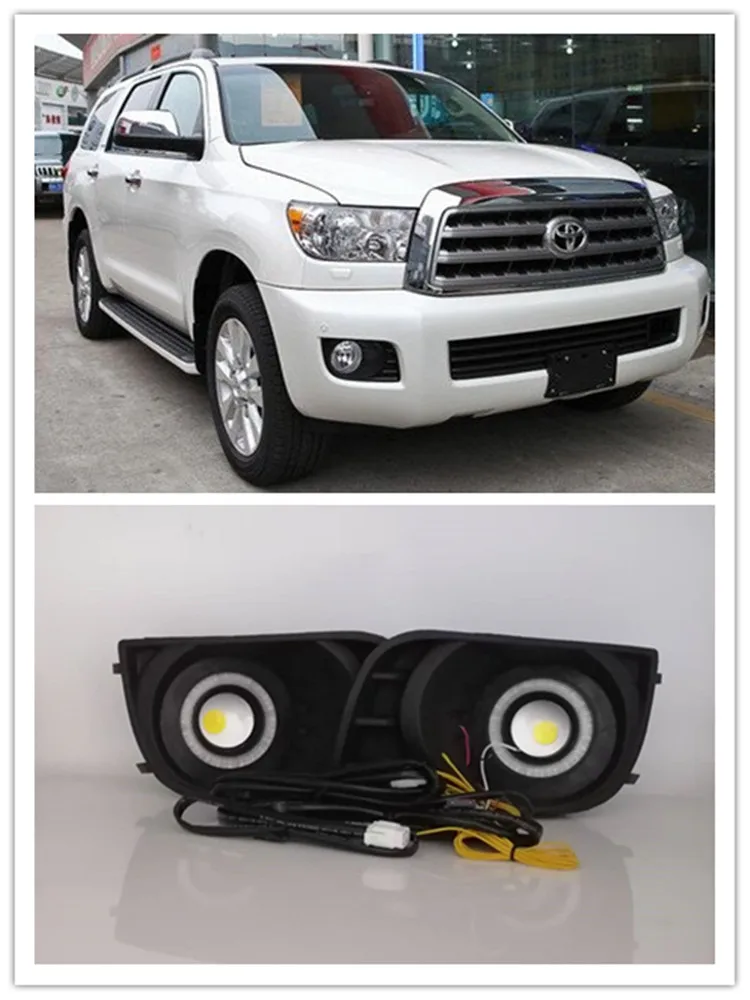 

LED Fog Light Assembly For Toyota Sequoia 2008 2009 2010 2011 2012 2013 2014 2015 2016 Front Bumper Fog lamp Angel Eye Daylight
