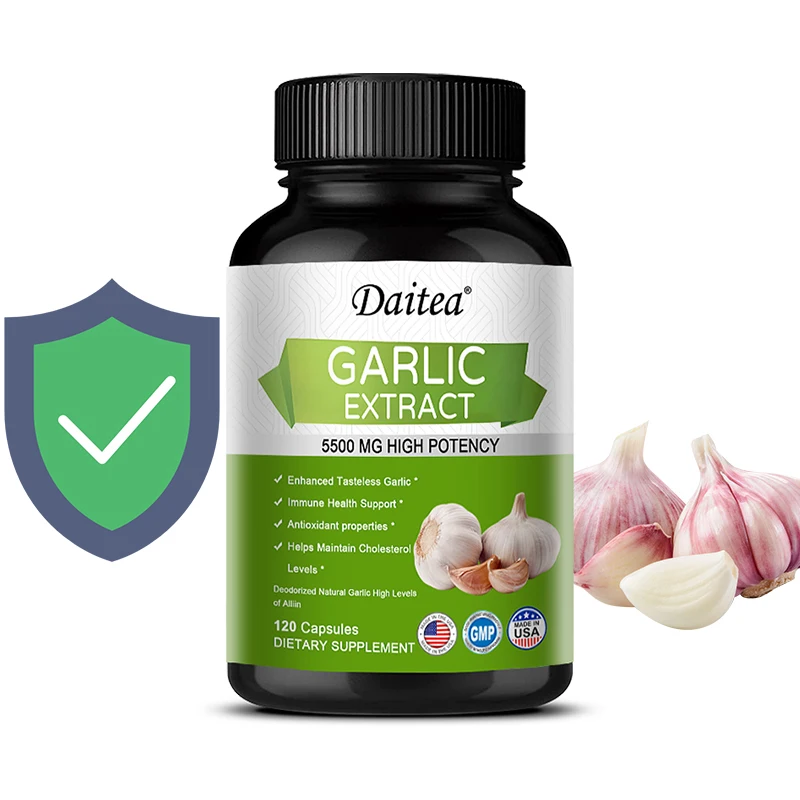 Daitea Organic Garlic Extract Capsules - Powerful Antioxidant To Support Respiratory and Immune Health, Cleanse and Detoxify