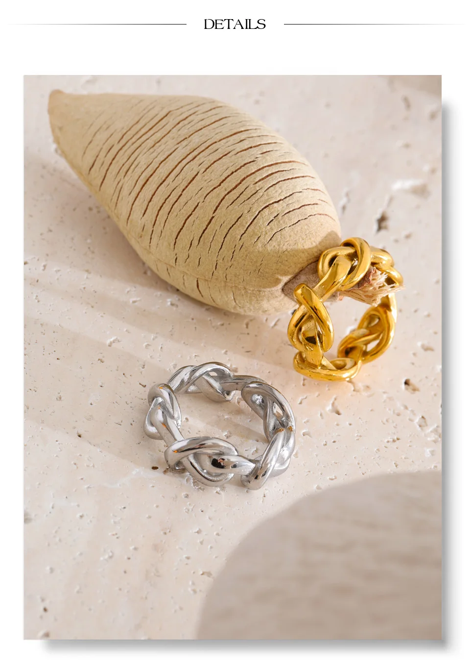 Yhpup Größe 6789 Ring aus Edelstahl mit Kettenmuster, wasserabweisend, hochwertig, für den täglichen Gebrauch, minimalistisch, attraktiver Damenschmuck – Detail 8