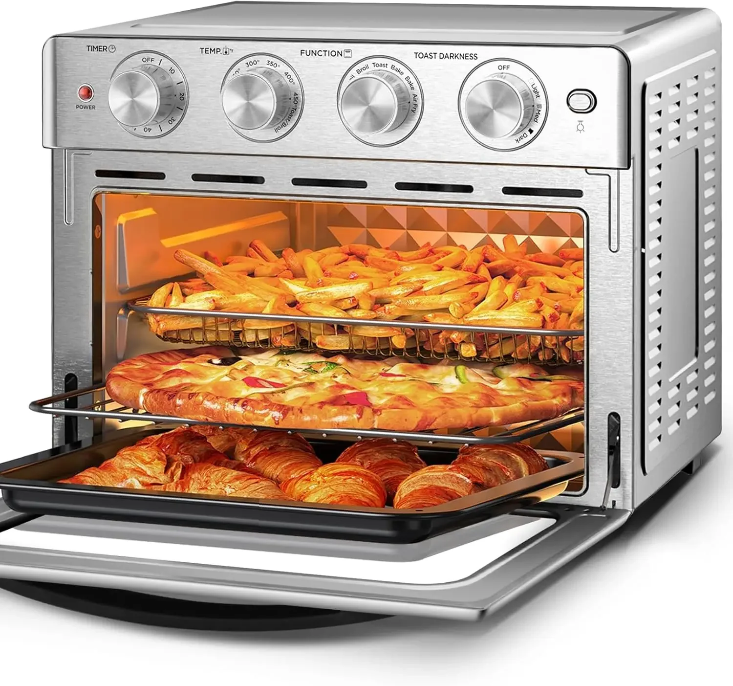 Chef Air Fryer Oven 26 QT, Big Air Fryer, Toast Oven with Bake, Roast, Pizza, Convection Oven, Easy to Use & Clean, 6 Slice