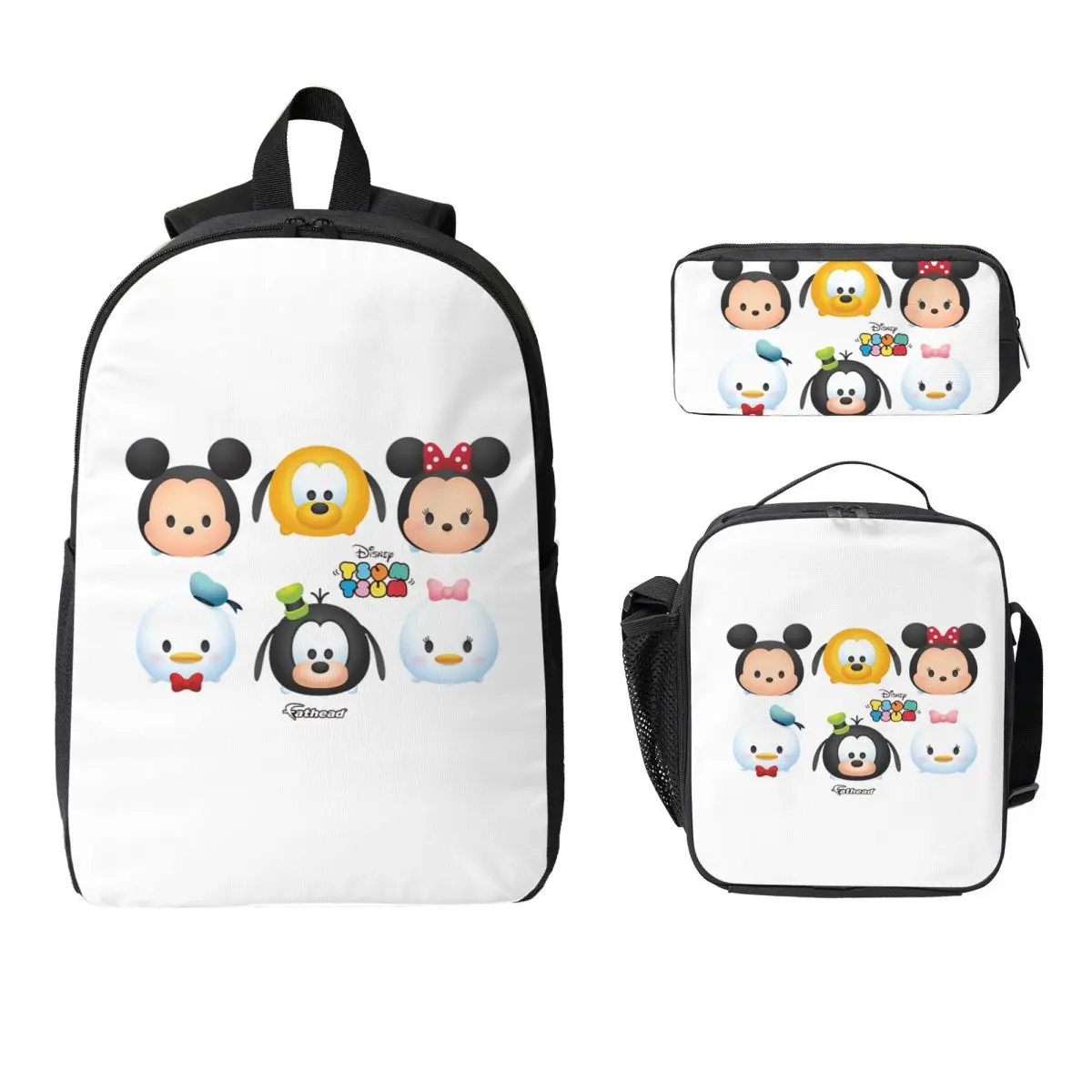 

Рюкзак Tsum Tsum, студенческий рюкзак для мальчиков и девочек, школьная сумка, сумки на плечо для ноутбука, 3 шт., изолированная сумка для обеда, пенал