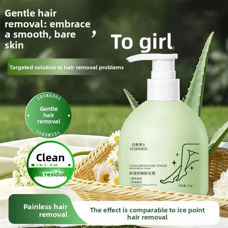 Gentle and non irritating hair removal cream cares for the skin, inhibits growth, and is a relaxing hair removal tool