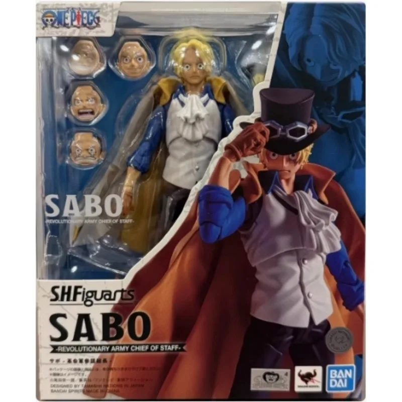 ฟิกเกอร์อนิเมะวันพีซของแท้จาก Bandai รุ่น S.H.Figuarts SABO ของเล่นแอคชั่นฟิกเกอร์สำหรับเด็ก ของขวัญ ของสะสม โมเดลตกแต่ง