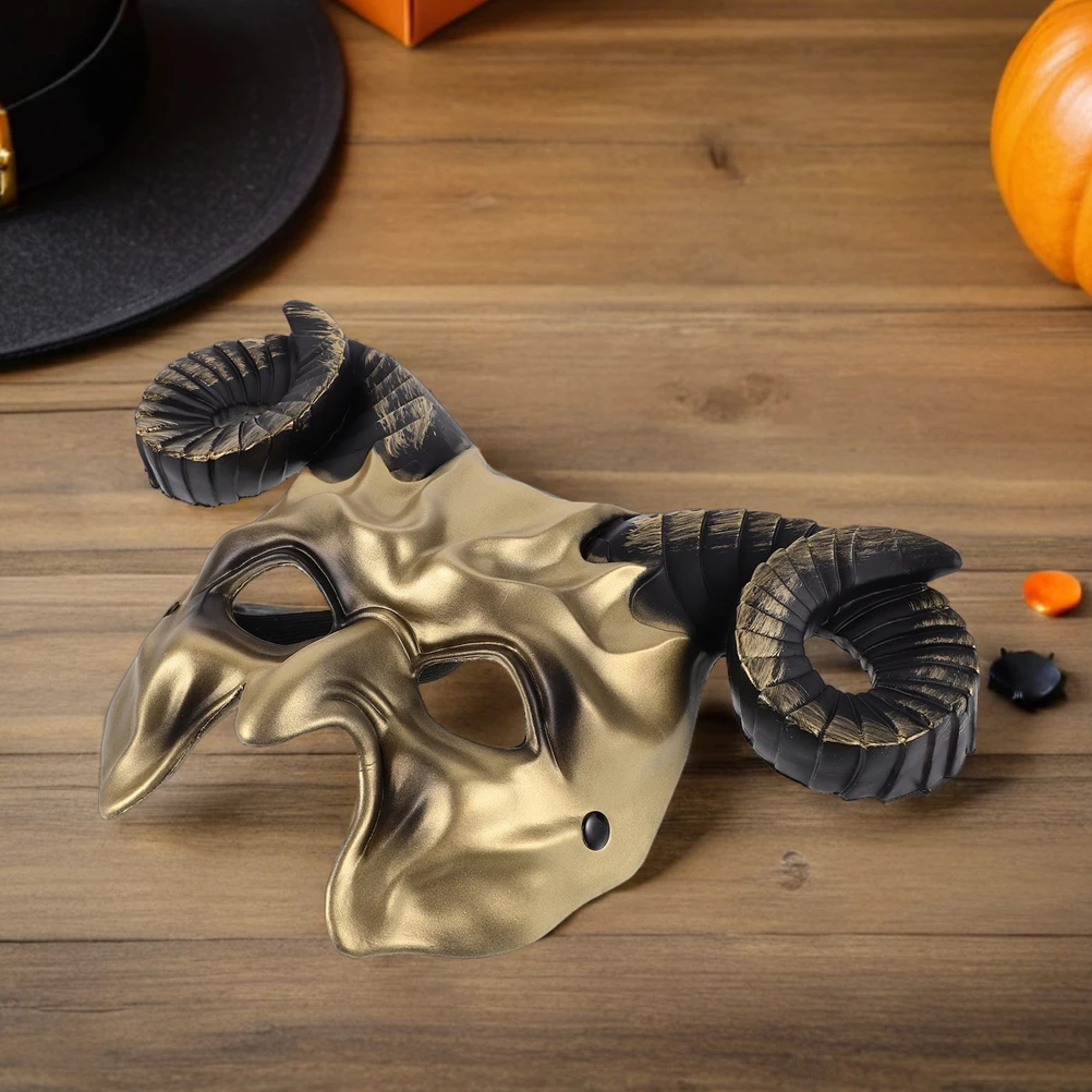 

2Pcs Horned Halloween Mask Animal Half Design Easy Match for Carnival Party Role Play Decorative Festival Cosplay