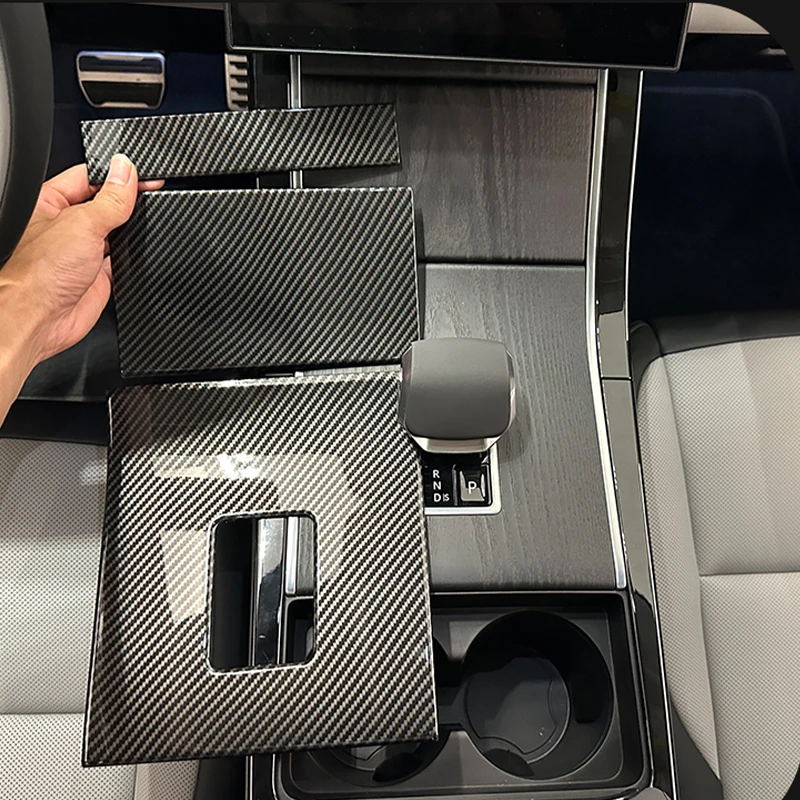 

ABS углеродное волокно, центральная панель управления автомобиля, декоративная наклейка на крышку, подходит для Land Rover Range Rover Velar/Evoque 2024+