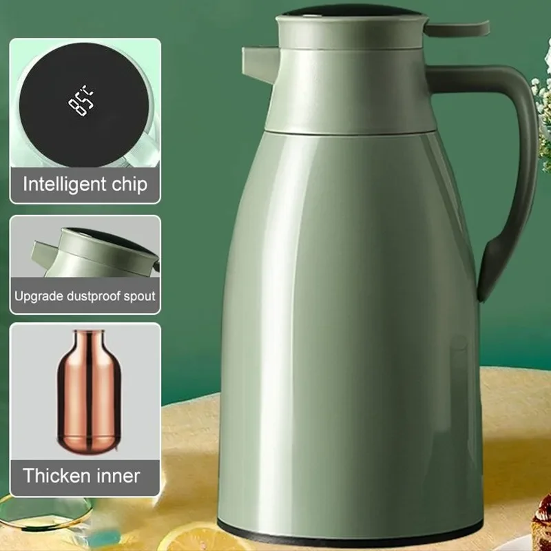 1L/2L Coffee Kettle Thermos Household Digital Display Vacuum Flasks Large Capacity Water Bottle Kitchen Portable Coffee Maker