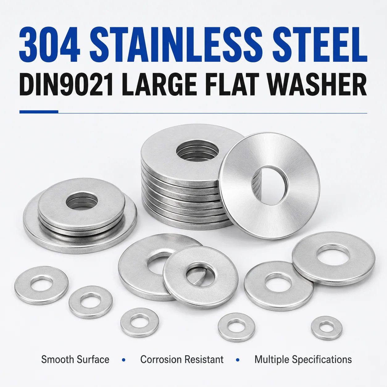 DIN9021 304 Stainless Steel Large Flat Washer Fender Washer Wide OD Metric Spacer Shim Gasket Fastener Hardware Assortment