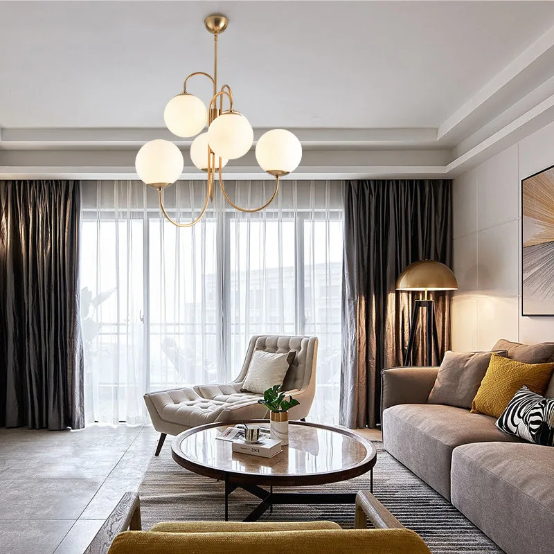 Modern Glass Ball Led Pendant Lights Living Room Bedroom Restaurant Kitchen Chandelier Home Decor