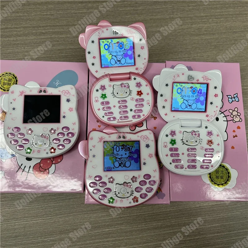 2024 New Sanrio Kawaii Hello Kitty Mini Phone Cartoon Kids Taiml Cute Phone Festival Birthday Fashion Girls Toys Children Gift