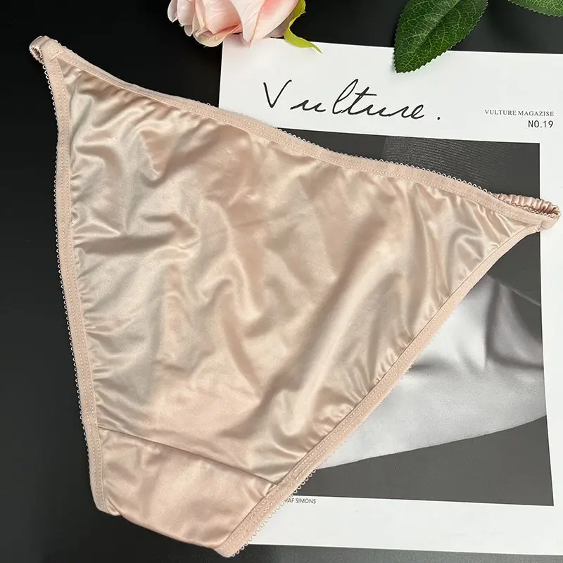 Bragas bordadas suaves y cómodas con perlas para mujer, ropa interior Sexy de encaje sedoso de estilo francés, ropa interior de tiro bajo con entrepierna de algodón puro