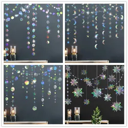 Iridescent Paper Banner Frozen Party Supplies Birthday Decoration Adult Laser Silver Garland Wedding Kids Boy Girl Gender Reveal