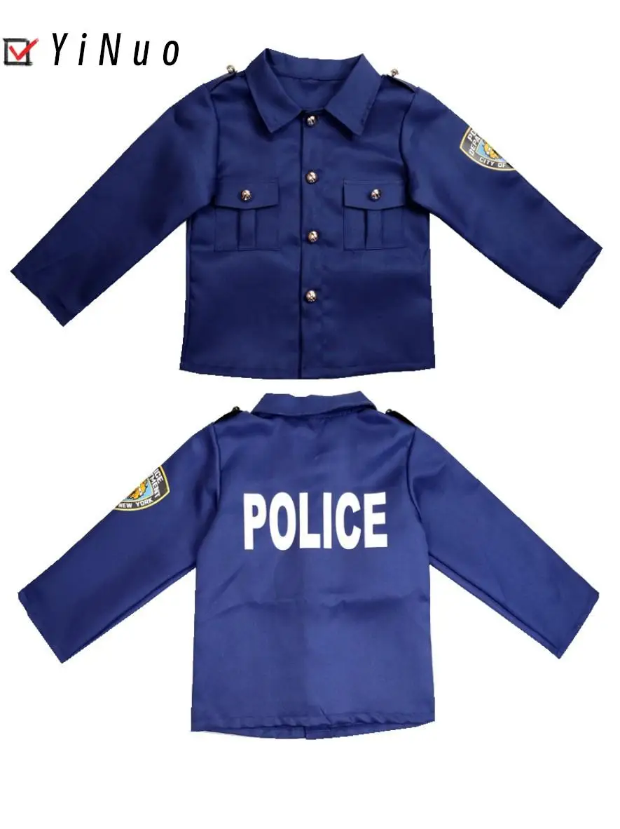 Halloween Children's Police Uniform New York Police Cosplay Costume Boy Girl Policeman Clothes Set Constabulary Party Dress Up