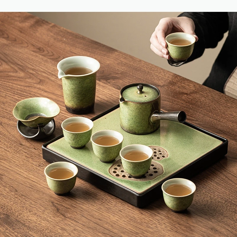 

Набор для трансформации в печи, зеленый чайник, ручка для чашки, чайник, горшок для приготовления чая, послеобеденный чай, набор чайной посуды, чай