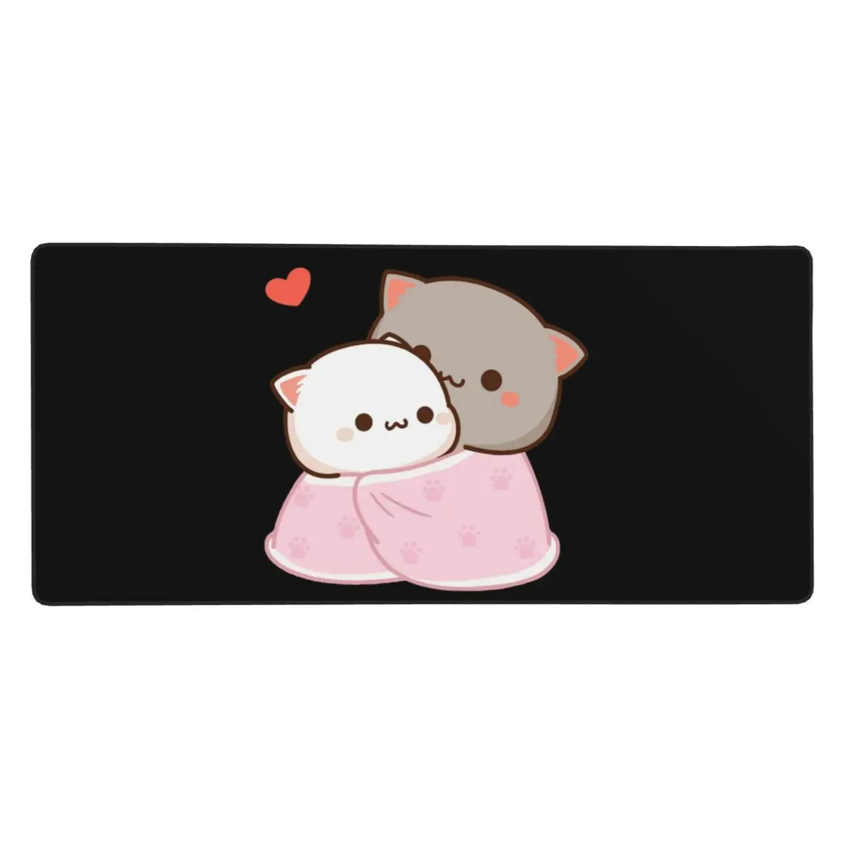 Peach Mochi Cat Cartoon Large Mouse Pad Computer Keyboard Mouse Mat Gaming PC Laptop Desk Mat Office Accessories Table Mats