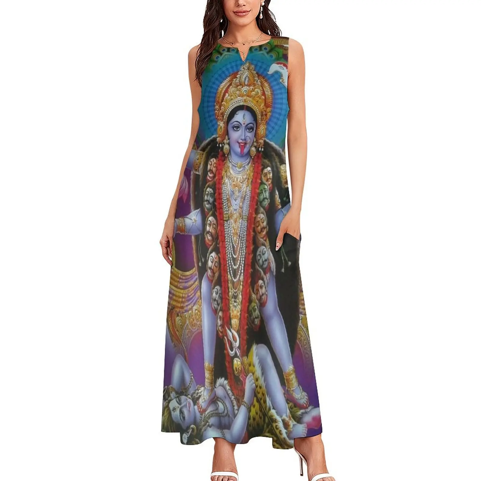 Hindu Goddess Kali Long Dress luxury woman evening dress prom clothes Woman clothes dresses korean style