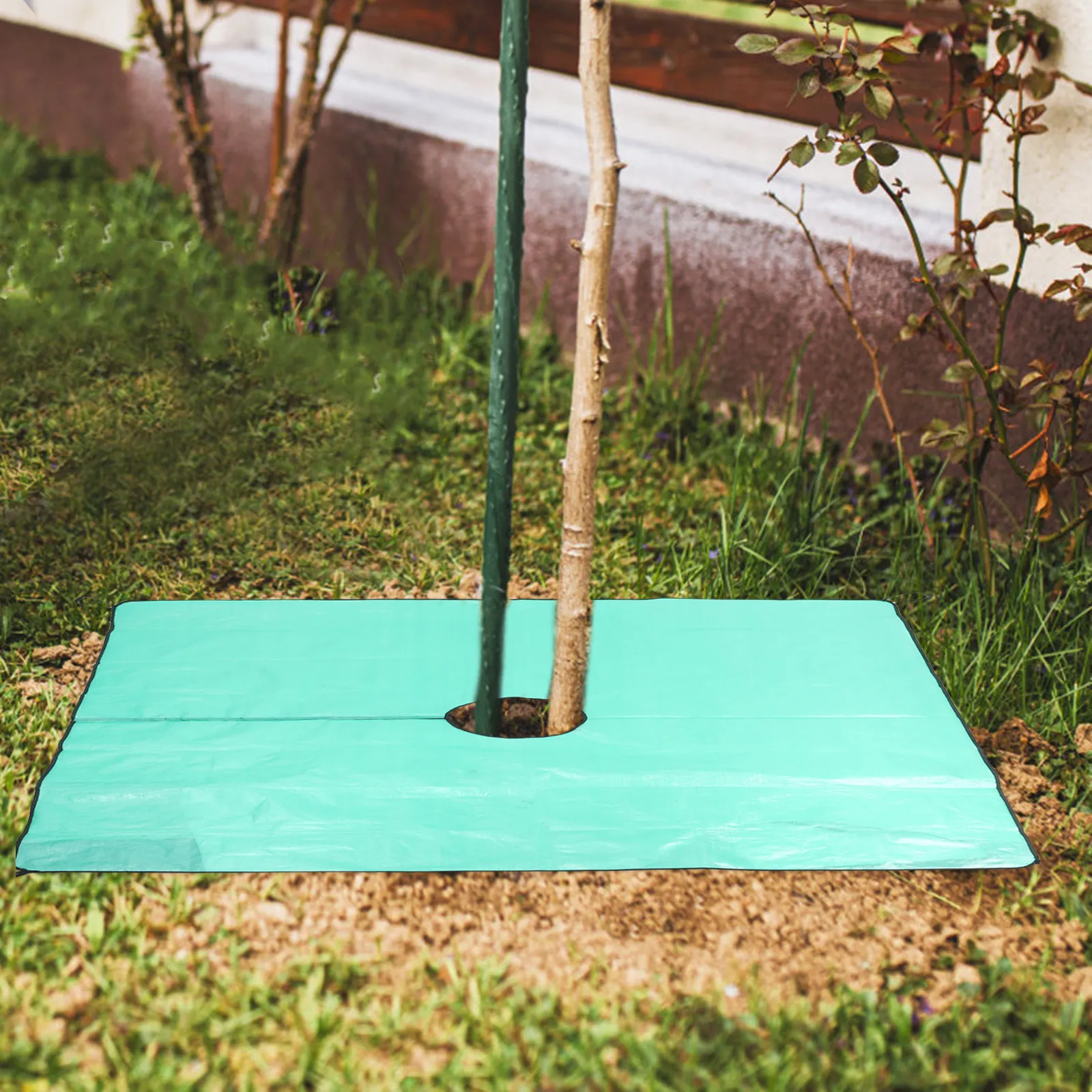 Garden Pruning Tarp 200x200cm Waterproof Heavy Duty Tree Trimming Tarp with Center Cutout for Leaves Branches Collection Lawn