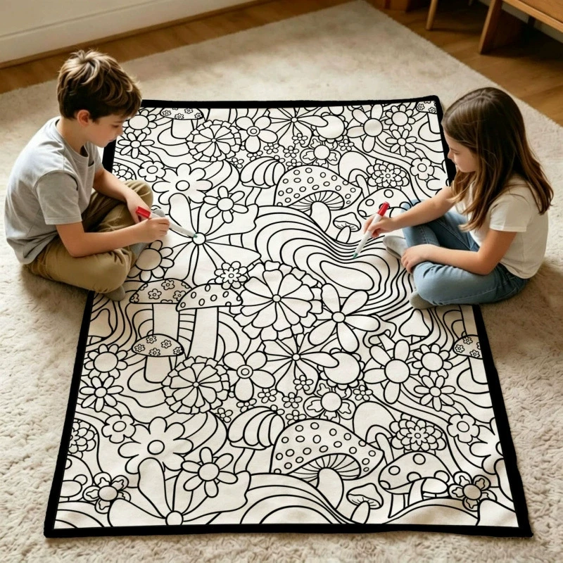 Pastel Gradient Spooky Doodle Blanket Cozy Fleece Throw Blanket Suitable For Children Coloring And Craft Game