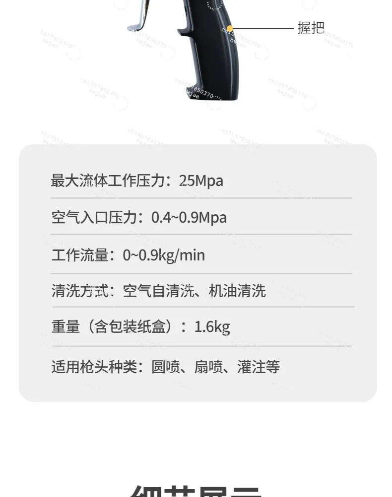 P2 Polyurethane Foam & Polyurea Spray Gun - ABS Two-Component High Pressure System with Air Purge Function Accessories