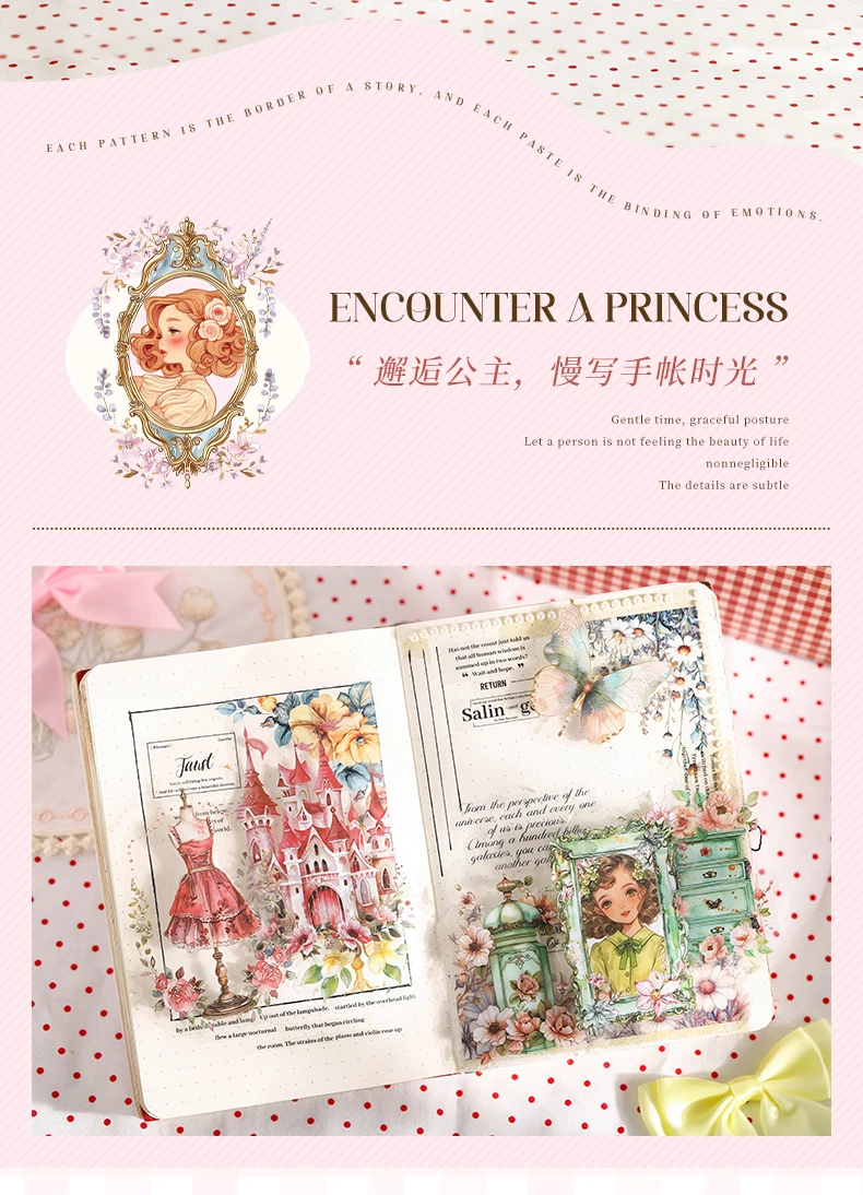 Journal GO 15 Stück Prinzessinnen-Kleiderschrank-Szenen-Aufkleber Vintage Aquarell Kleid & Absätze PET-Aufkleber für Scrapbooking & Journaling – Detail 9