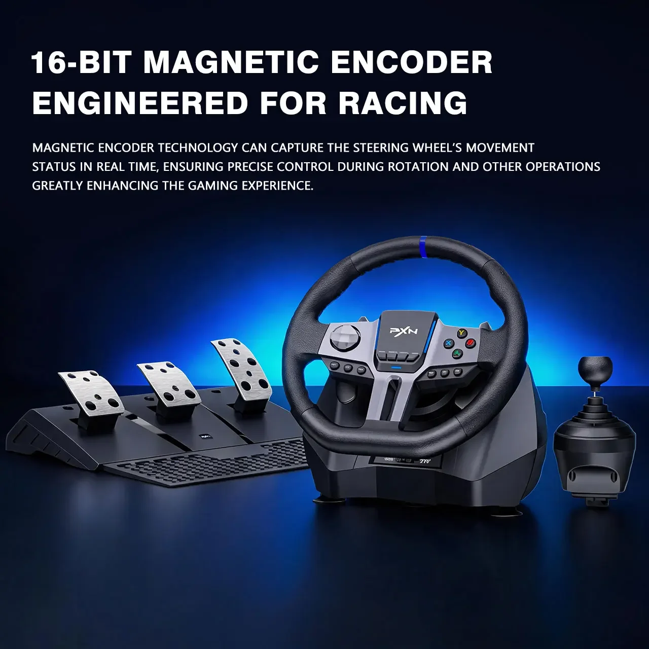 PXN V9 Gen2 Racing Steering Driving Wheel 270°/ 900° Vibration Gaming Steering Wheel for PS4,PC,PS3,Xbox Series X|S, Xbox One view 5